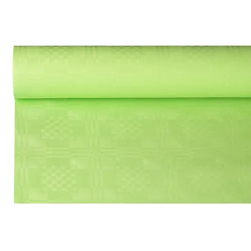 PAPSTAR Papiertischtuch mit Damastprägung 8 m x 1,2 m limonengrün auf Rolle, robustes Papiertischtuch für Tischdeko, Art.-Nr. 84615