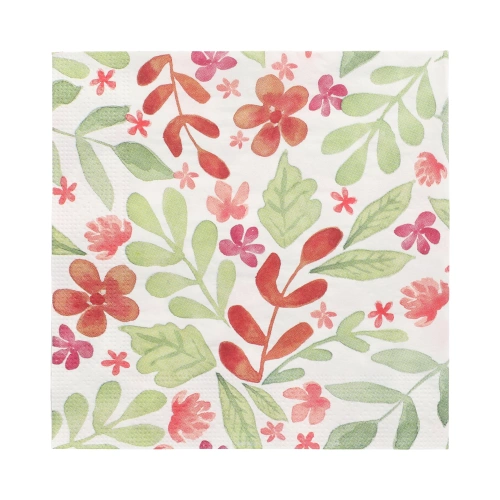 PAPSTAR Servietten, 3-lagig 1/4-Falz 33 cm x 33 cm "Leaves and Flowers", 10 x 20 Stück