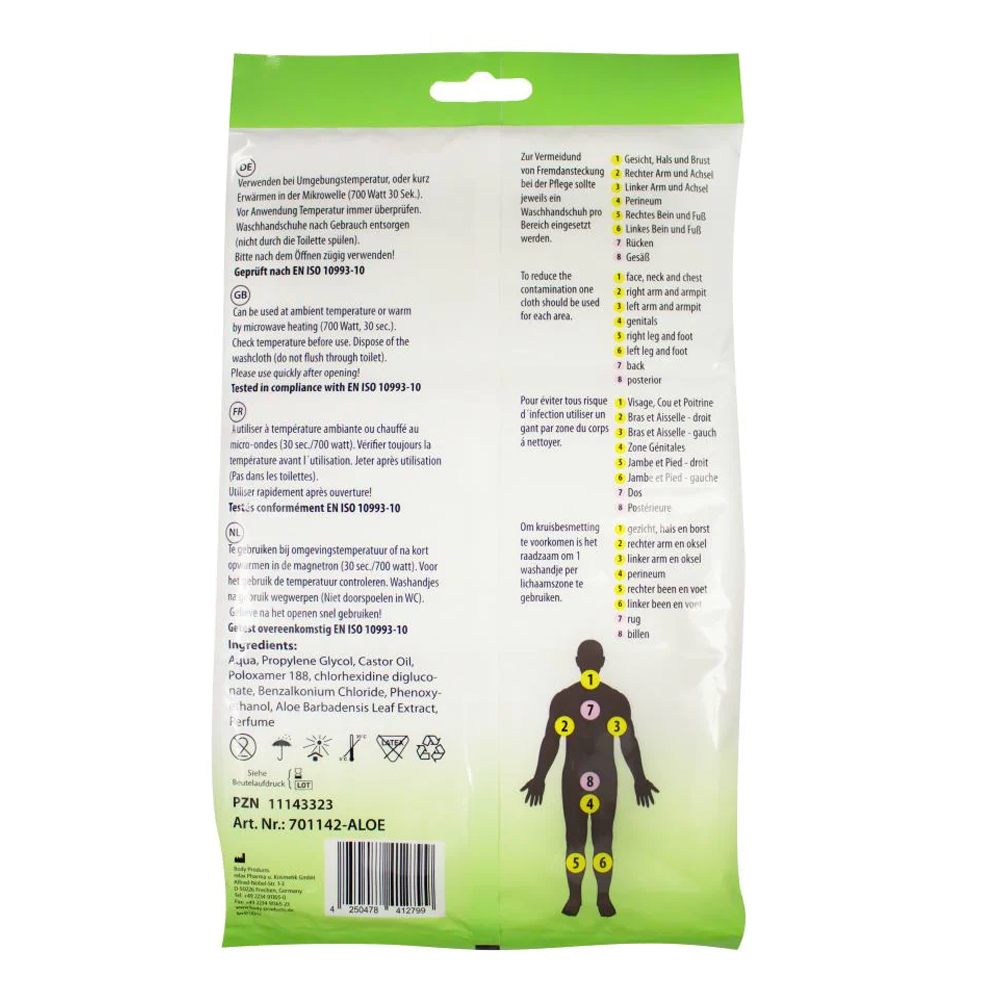 Medi-Inn feuchte Einmalwaschhandschuhe Soft Touch Premium zur sanften, pflegenden Körperreinigung ohne Wasser, Soft-Touch-Waschhandschuh von Medi-Inn