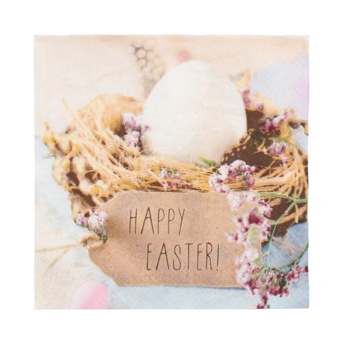 PAPSTAR Servietten, 3-lagig 1/4-Falz 33 cm x 33 cm "Easter Nest", 15 x 20 Stück