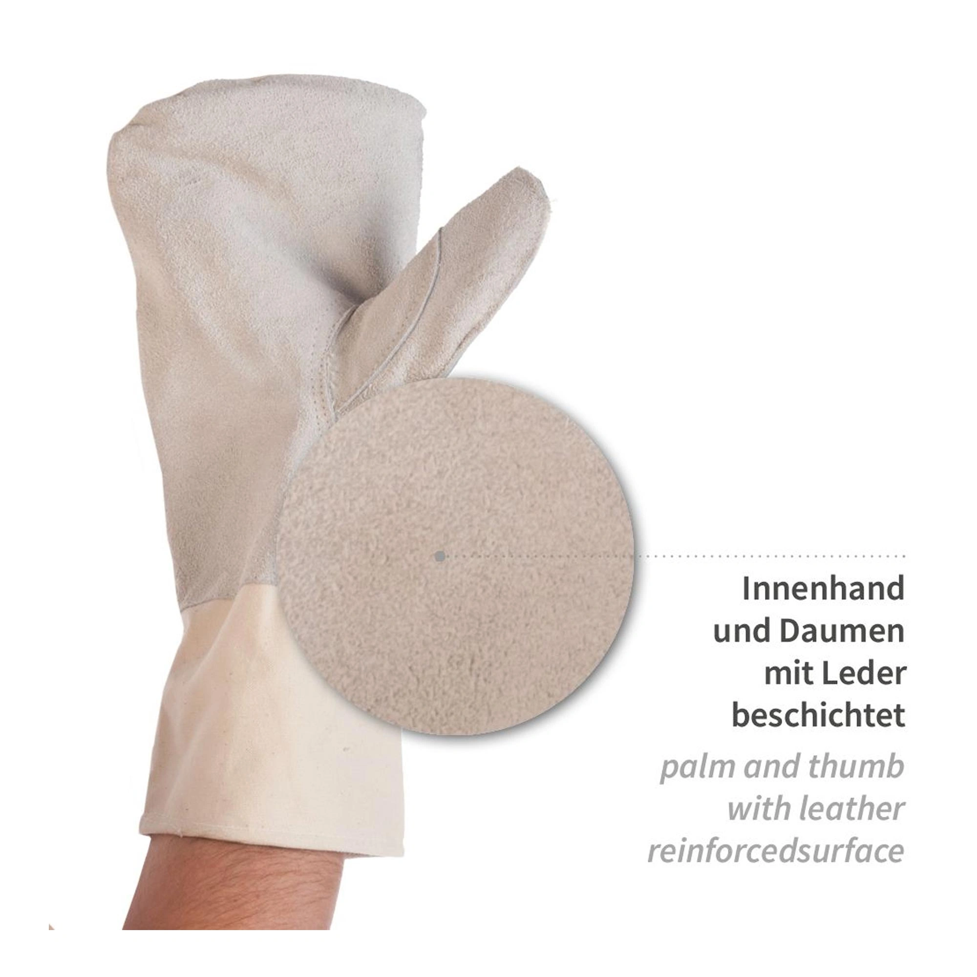 Hygostar Leder, Canvas Ofenhandschuhe mit Canvas-Beschichtung natur, VE 36 Paar