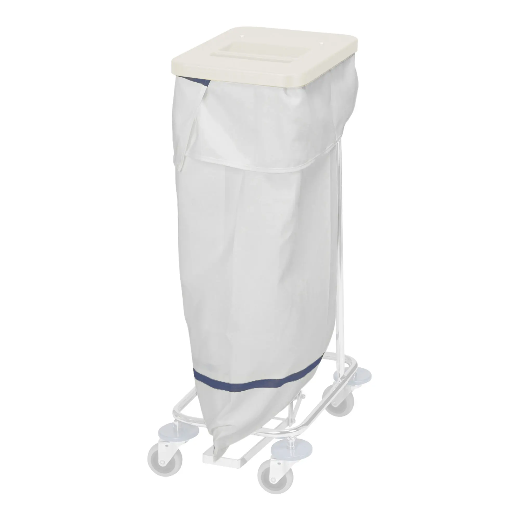 Vermop Meditrans Wäschesack aus strapazierfähigem Polyester für Vermop Meditrans Wäschesammler, kochfest bis 95 °C, wiederverwendbar, 12 kg Fassungsvermögen, weiß mit farbiger Kante