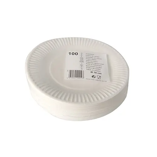 Starpak Teller, Pappe rund Ø 18 cm weiß, 8 x 100 Stück von PAPSTAR, stabile lebensmittelechte Pappteller aus 100 % Frischfaserkarton für Party, Catering und Events