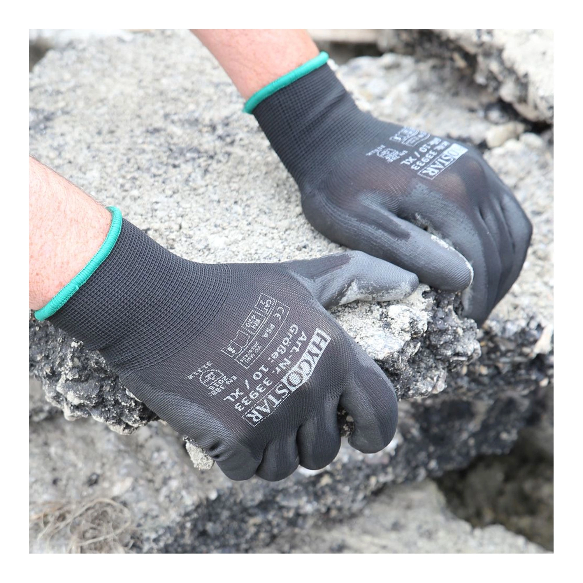 Hygostar Black Ace Arbeitshandschuhe mit Polyurethan-Beschichtung schwarz, VE 120 Paar