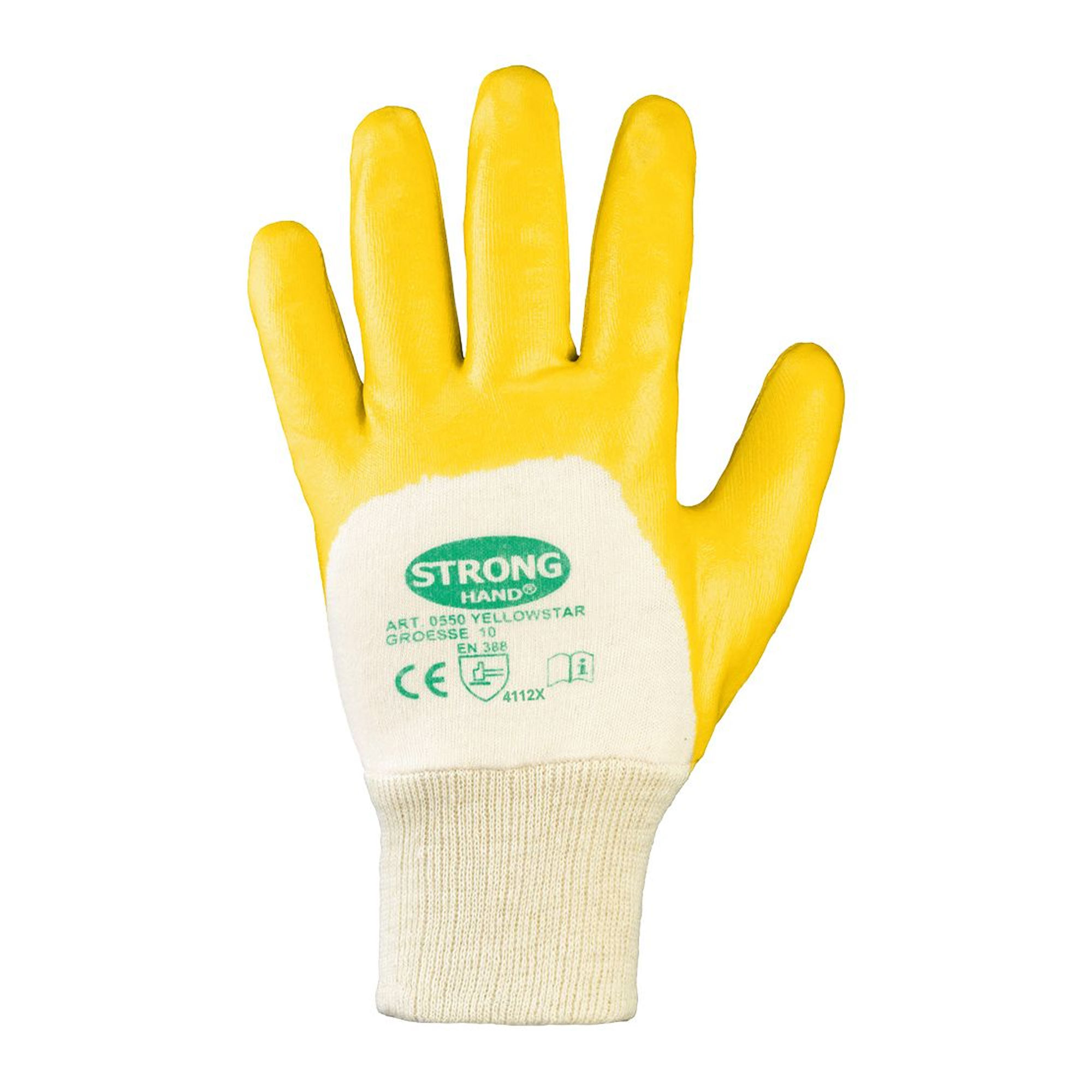 Stronghand Yellowstar 0550 Arbeitshandschuhe mit Nitril-Beschichtung natur/gelb, VE 144 Paar