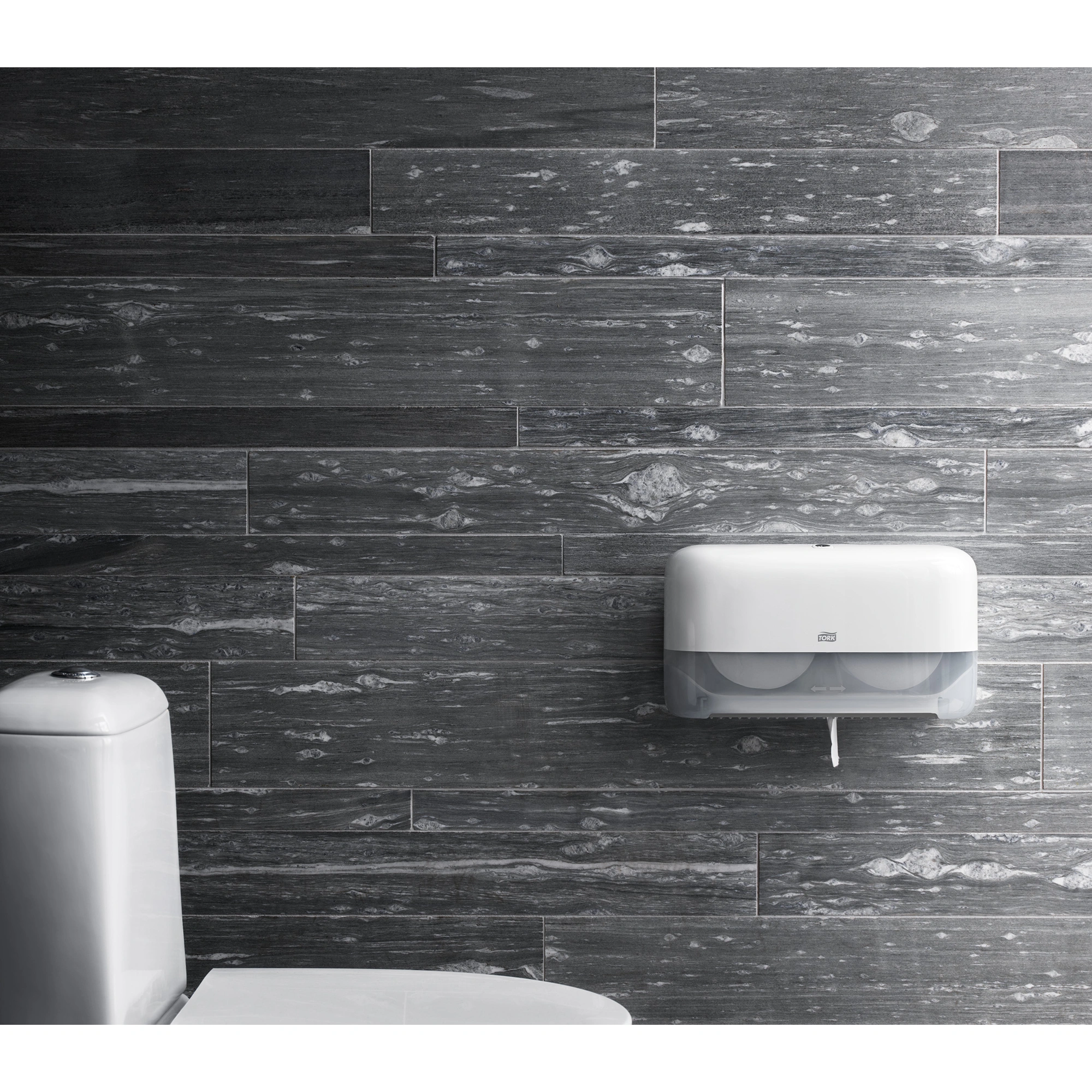Tork OptiServe Doppelrollenspender für hülsenloses Midi-Toilettenpapier T7 horizontal