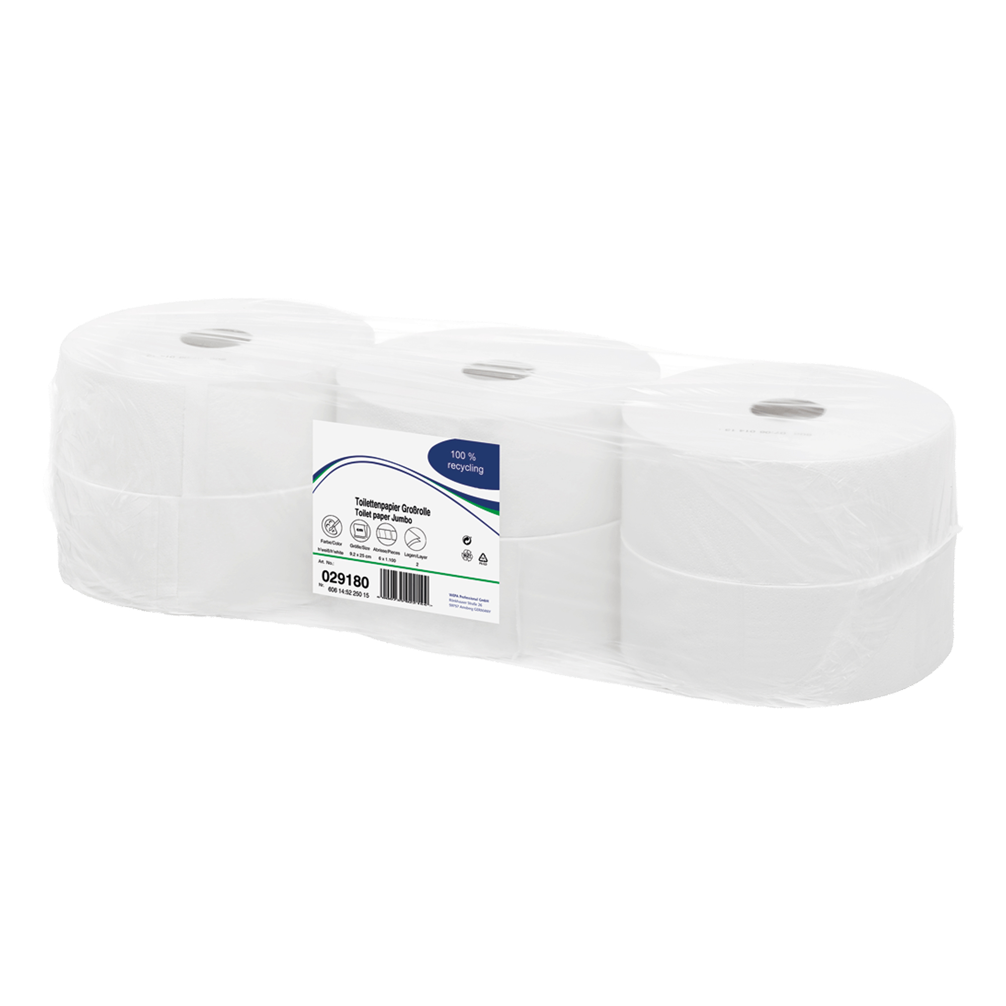 Wepa Toilettenpapier Maxi Jumbo 2-lagig 275 Meter 6 Rollen 029180_1