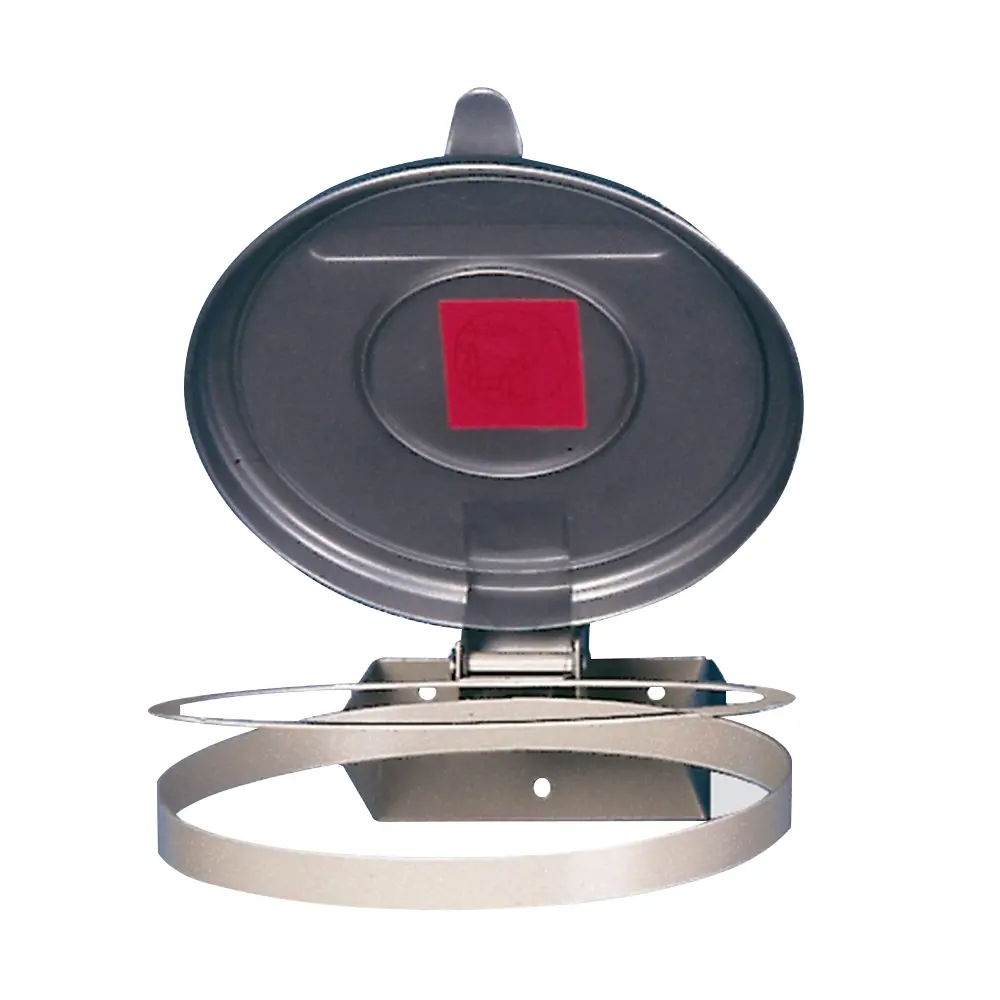 VAR Abfallsammler WSK 120 zur Wandmontage, 120 Liter, kieselgraues Stahlgestell mit silbernem Deckel und Klemmring für 120-Liter-Abfallsäcke, VAR