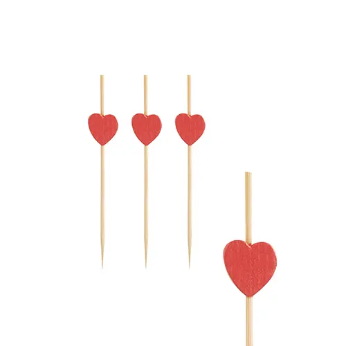 PAPSTAR Fingerfood - Picker 7 cm „Heart“, rote Herz-Spieße aus Bambus für Fingerfood, Snacks und Buffets, 10 x 100 Stück