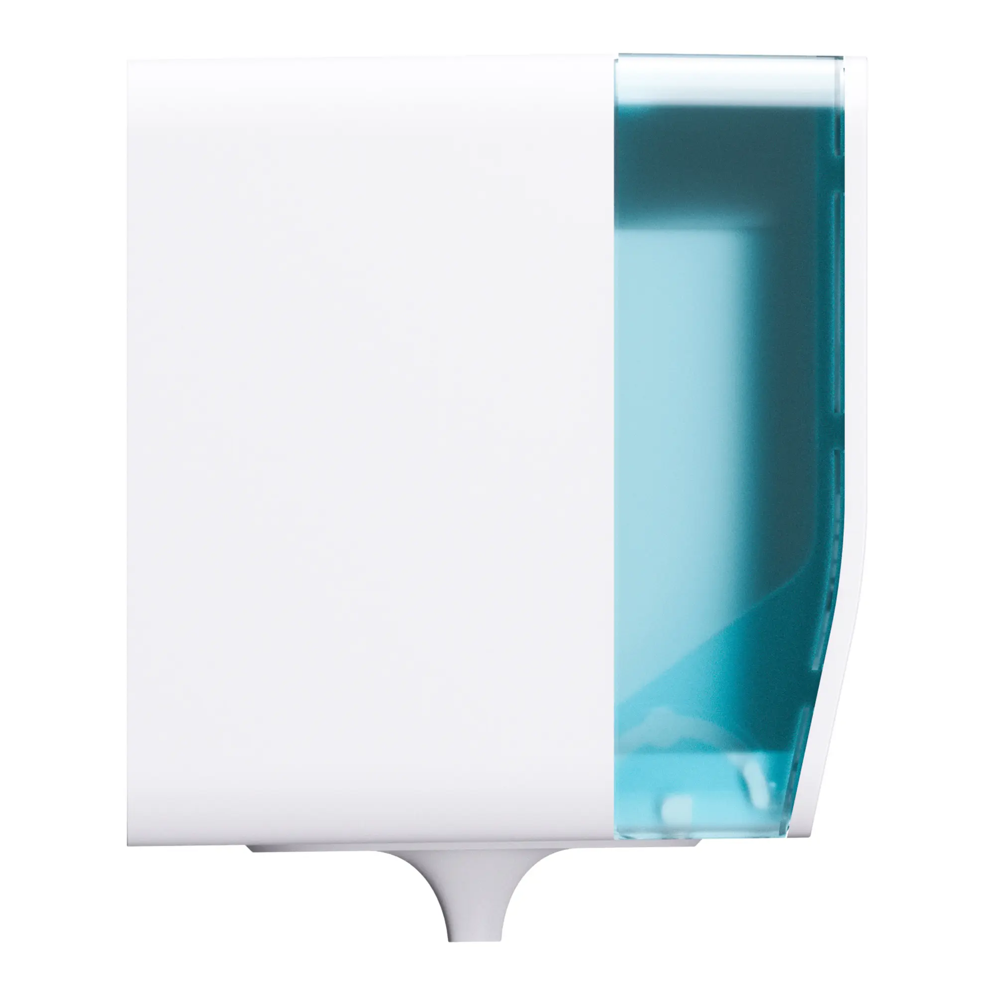 Satino by Wepa HYGINITY Innenabwicklungsspender Plus CF1, weißer Centerfeed-Handtuchspender mit blau transparenter Front und einstellbarer Papierausgabe für Satino CF1 Handtuchrollen, Artikelnummer CF1