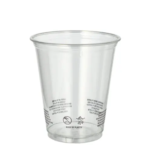 Starpak Trinkbecher R-PET 0,3 l Ø 9,5 cm, 10,7 cm hoch, transparenter PAPSTAR Kunststoffbecher mit Füllstrich, Artikel 89550