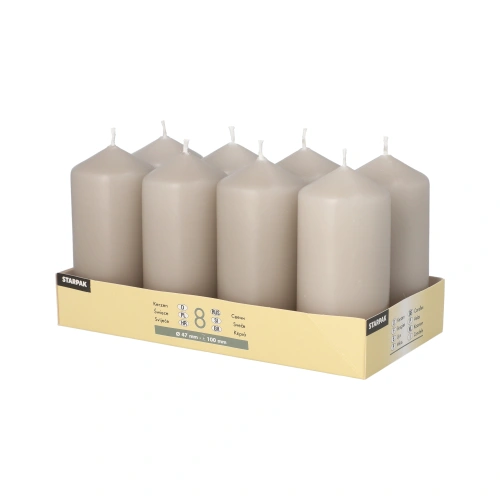 Starpak Stumpenkerzen Ø 47 mm, 100 mm greige, 6 x 8 Stück