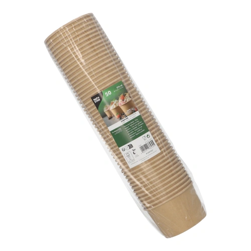 PAPSTAR Eisbecher, Pappe rund 275 ml, Ø 9,6 cm, 6 cm braun im Stapel, auslaufsichere PLA-Beschichtung, 10 x 50 Stück, Art.-Nr. 37132