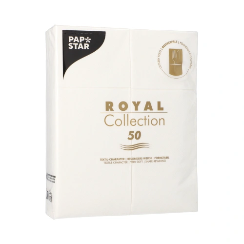 PAPSTAR Servietten "ROYAL Collection" 40 cm x 30 cm weiß mit Besteckfalz, 6 x 50 Stück