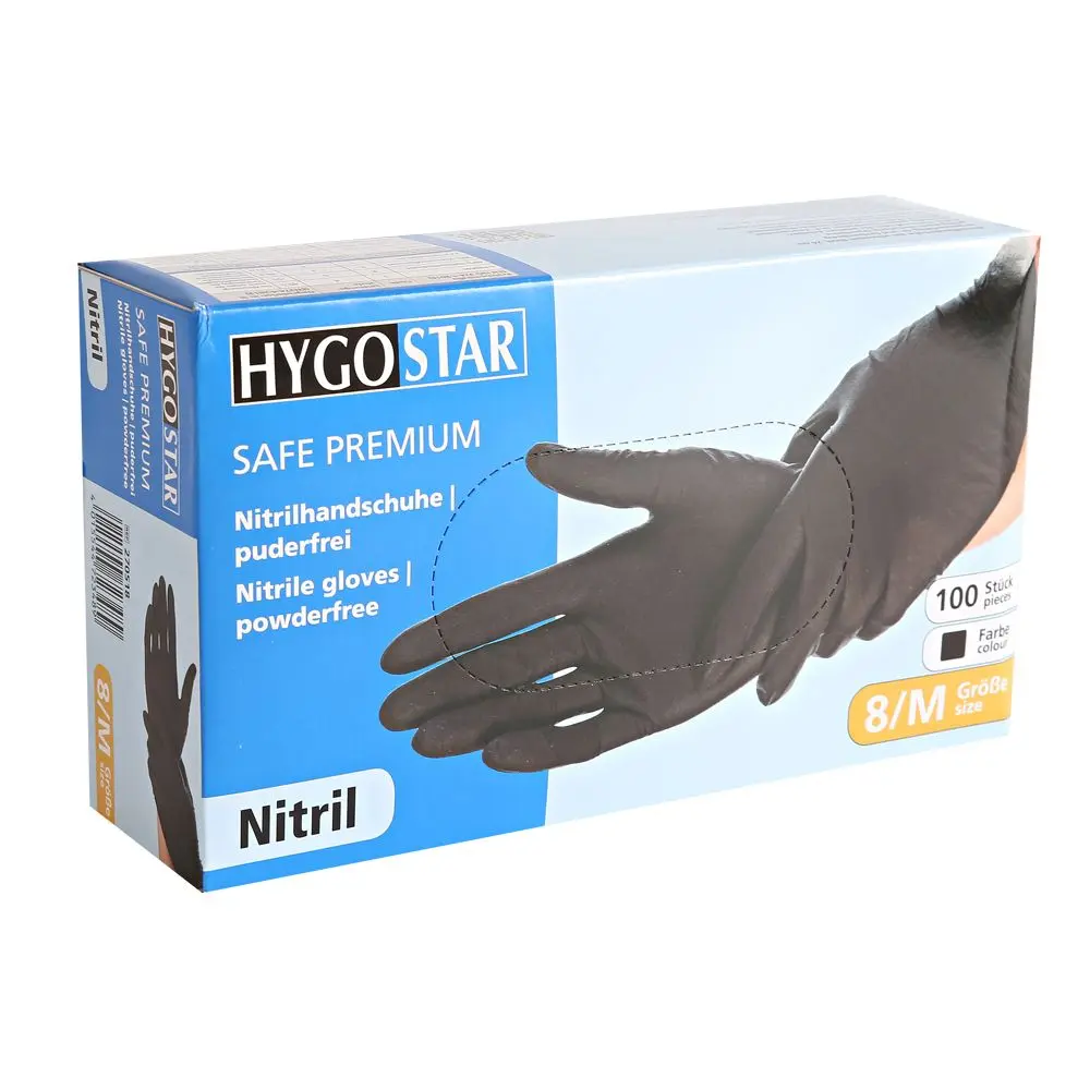 Hygostar Safe Premium Nitrilhandschuhe schwarz puderfrei, VE 1000 Stück