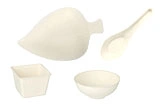 Porzellan Schalen- und Löffel-Set in Weiß mit dekorativer Schale, Servierschüssel, Löffel und Dip-Schälchen, ideal zum Anrichten von Speisen, Artikelnummer 12345