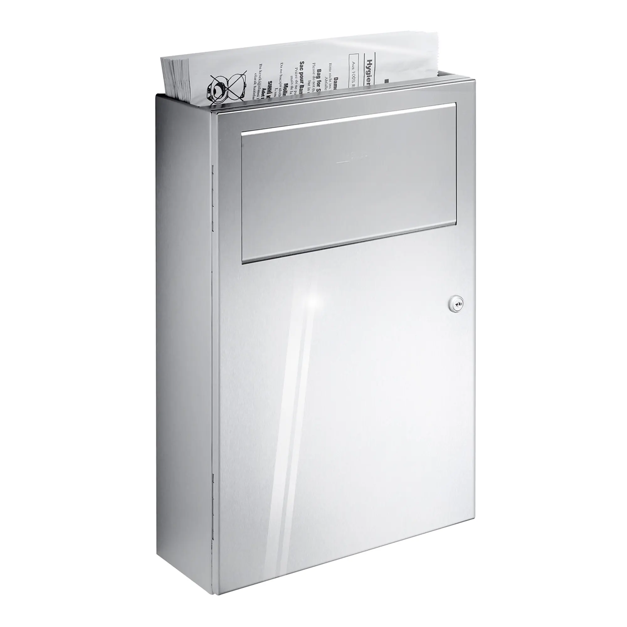 Wagner EWAR WP 137 Hygiene-Abfallbehälter mit Vorratsbehälter für Papiertüten aus Edelstahl, robust, hygienisch, mit herausnehmbarem 6-Liter-Innenbehälter, Artikelnummer WP 137