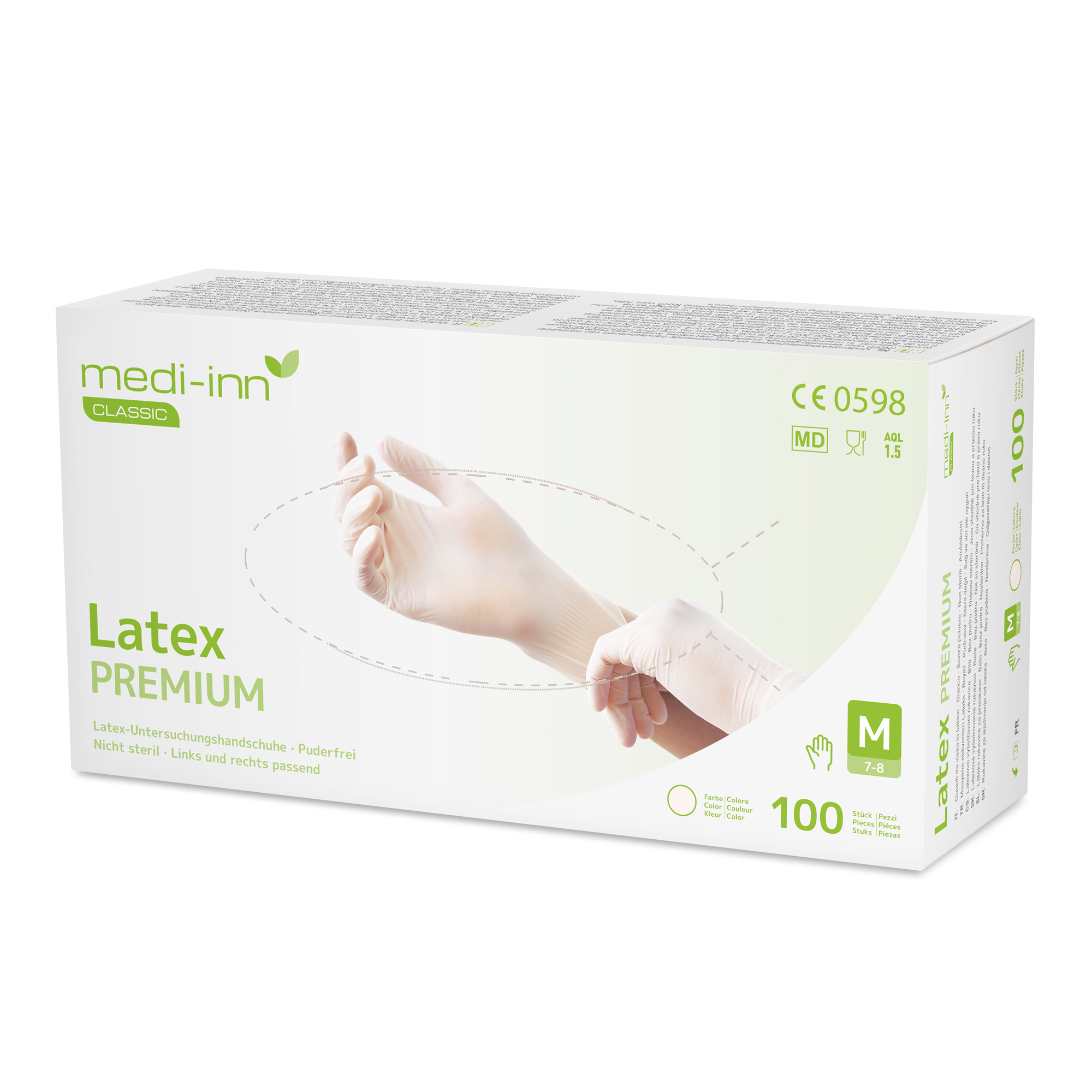 Medi-Inn Einmalhandschuhe Latex Premium weiß, puderfrei VE 1000 Stück 
