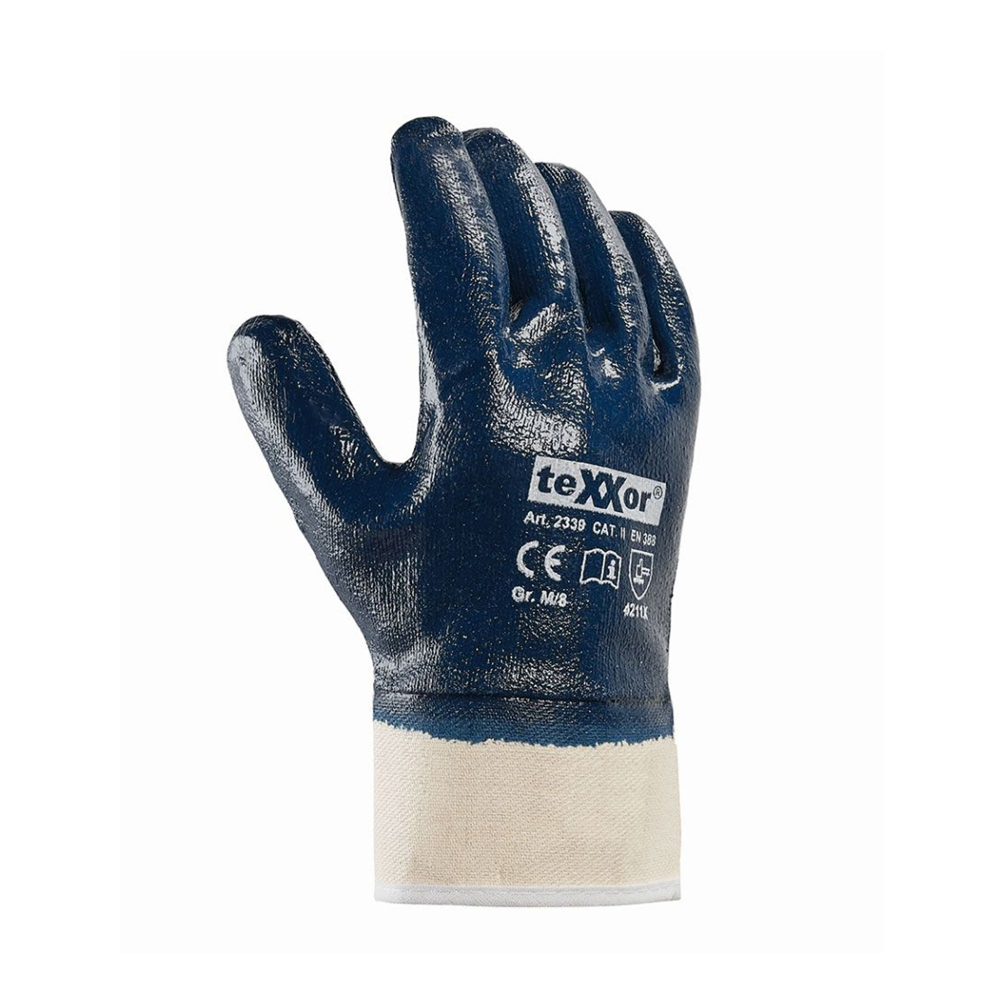 teXXor 2339 Arbeitshandschuhe mit Nitril-Beschichtung beige/blau, VE 144 Paar