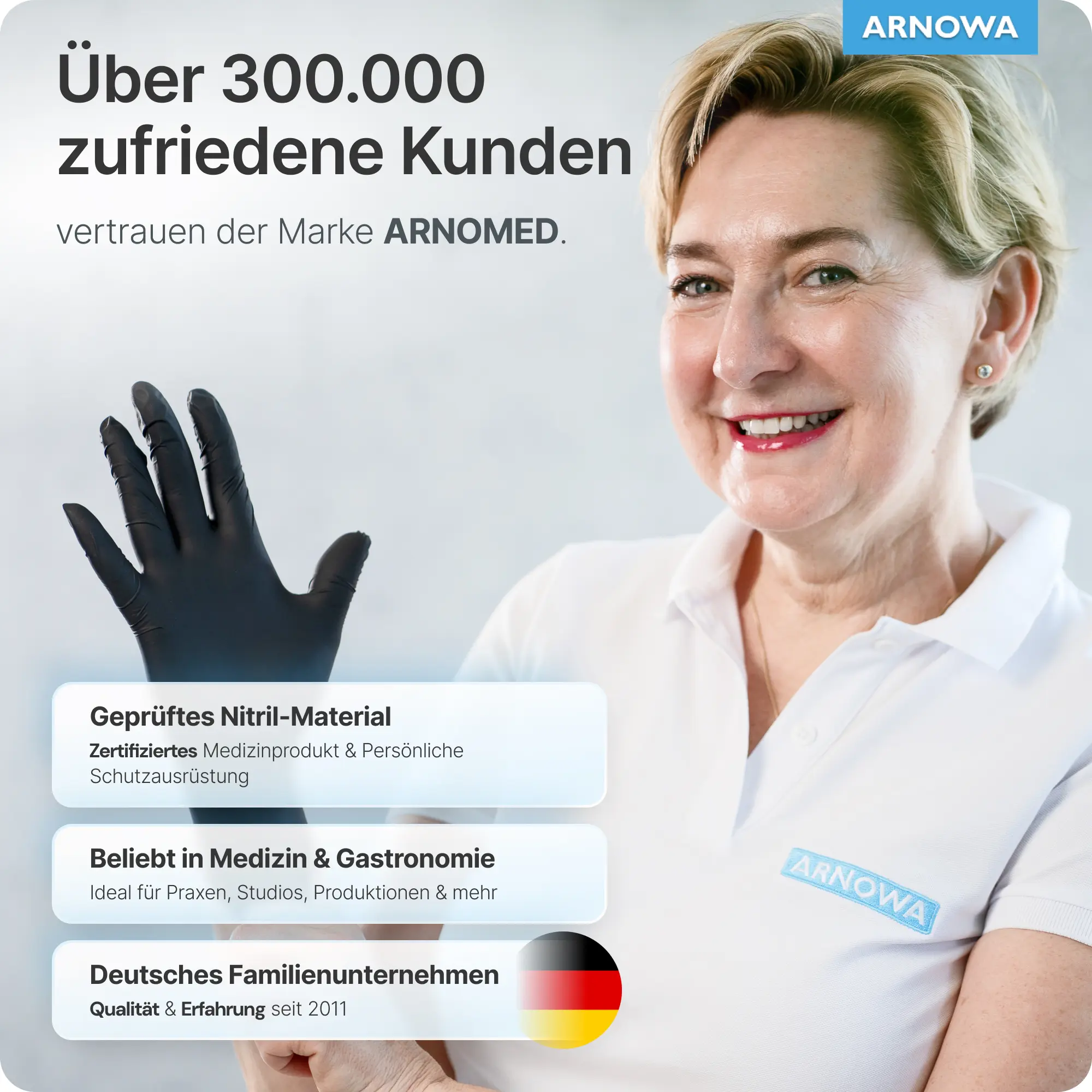 ARNOMED CLASSIC NITRIL MIDNIGHT BLACK Nitrilhandschuhe schwarz puderfrei von ARNOMED, elastische und reißfeste Untersuchungshandschuhe aus Nitril für Medizin, Pflege, Labor und Gastronomie