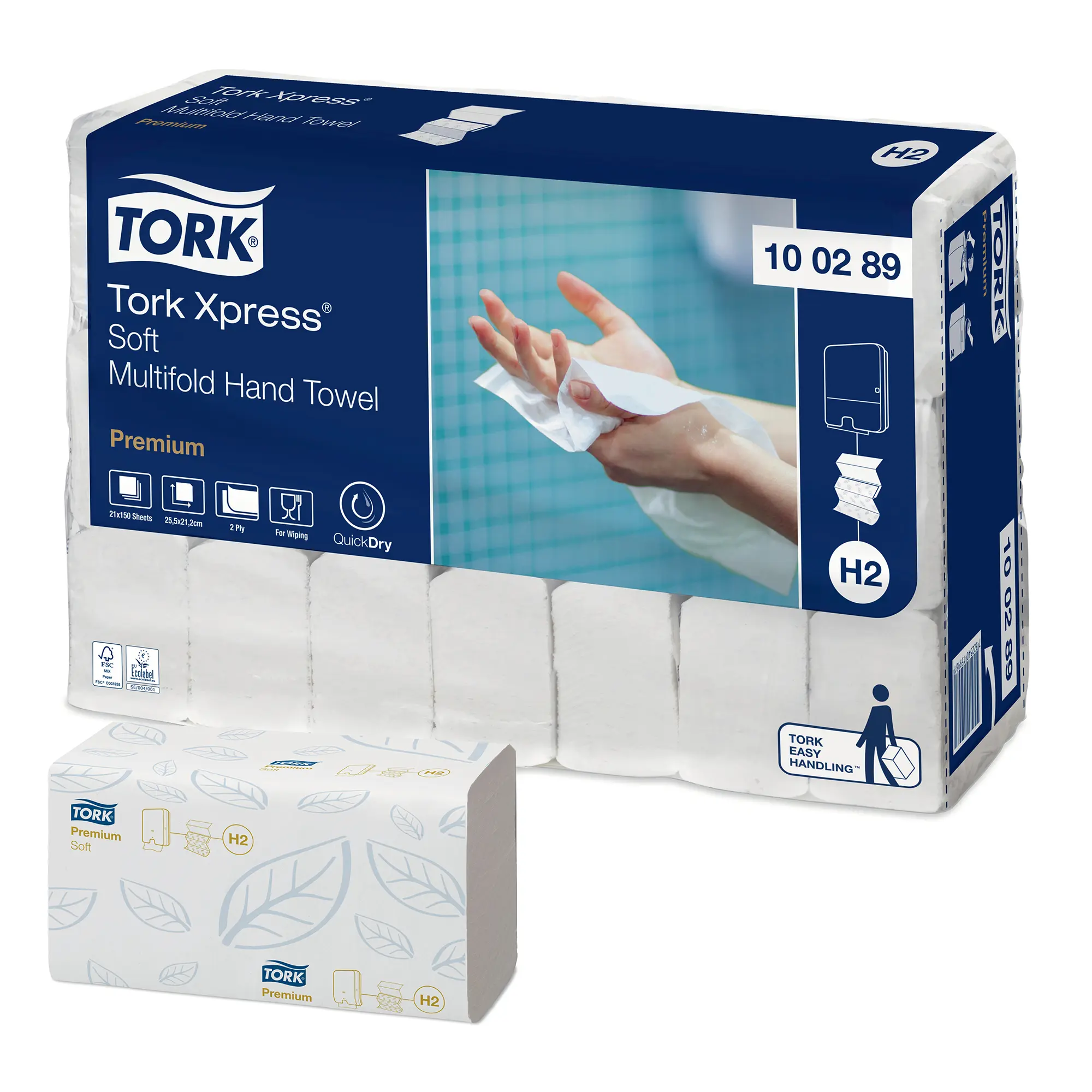Tork Xpress weiche Multifold-Interfold-Papierhandtücher, 2-lagig, weiß, 21,2x25,5 cm
