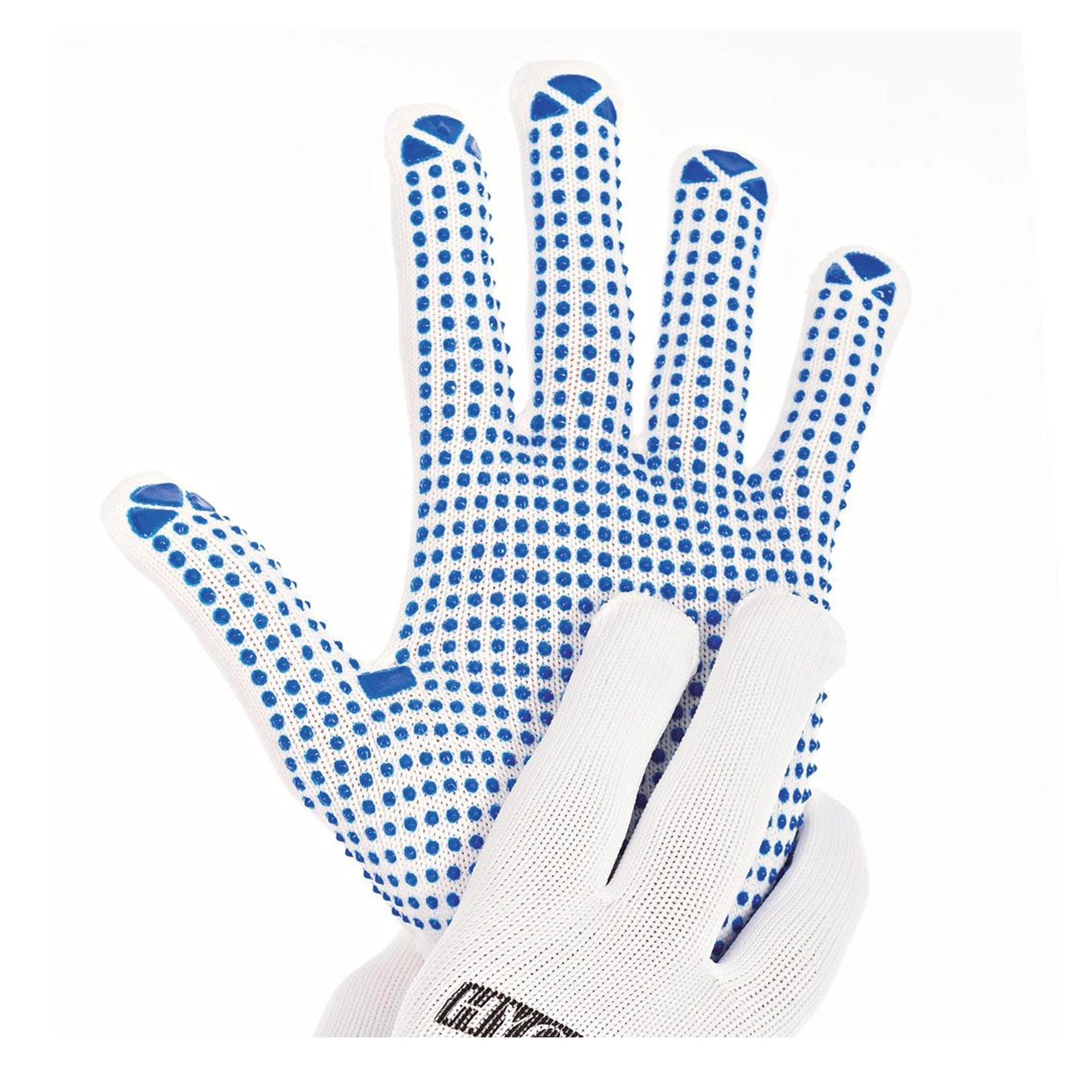 Hygostar Structa Strick Arbeitshandschuhe mit PVC-Beschichtung weiß/blau, VE 120 Paar
