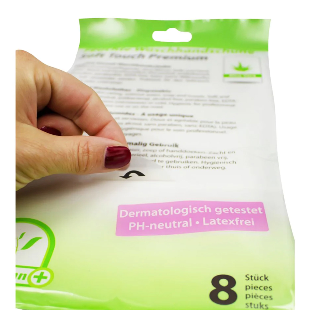 Medi-Inn feuchte Einmalwaschhandschuhe Soft Touch Premium zur sanften, pflegenden Körperreinigung ohne Wasser, Soft-Touch-Waschhandschuh von Medi-Inn