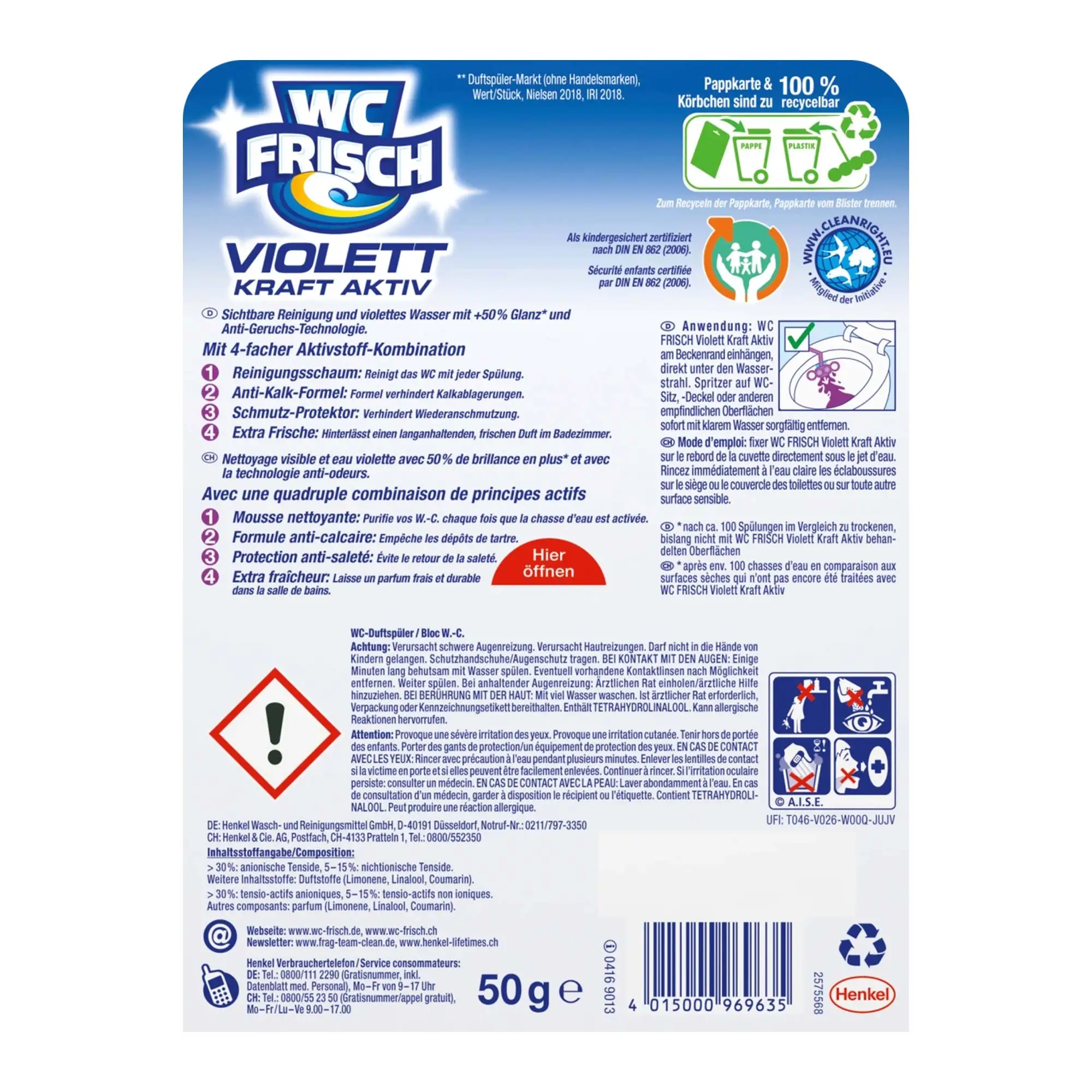 WC Frisch Violett Kraft-Aktiv Magnolie WC-Farbspüler