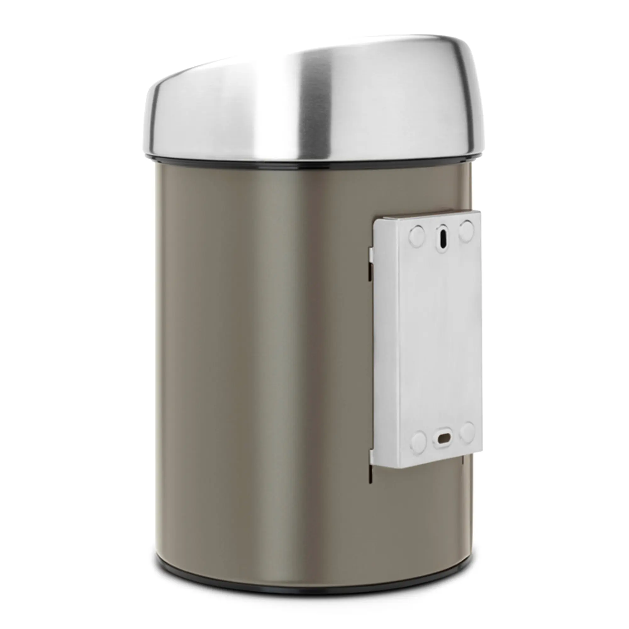 Brabantia Touch Bin Kosmetik-Wandabfalleimer 3 Liter Edelstahl, runder Wandmülleimer mit Touchdeckel für Bad und WC, einfache Reinigung und schneller Beutelwechsel