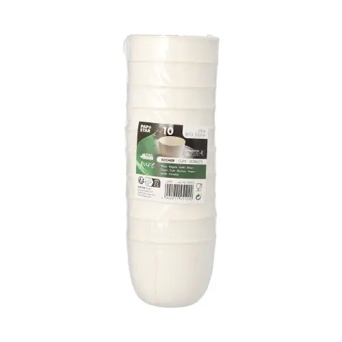 PAPSTAR Schalen Zuckerrohr "pure" 175 ml Ø 7,2 cm, 5,5 cm weiß Cella, runde nachhaltige Einwegschale für Fingerfood, Dips, kleine Desserts, mikrowellen- und backofengeeignet