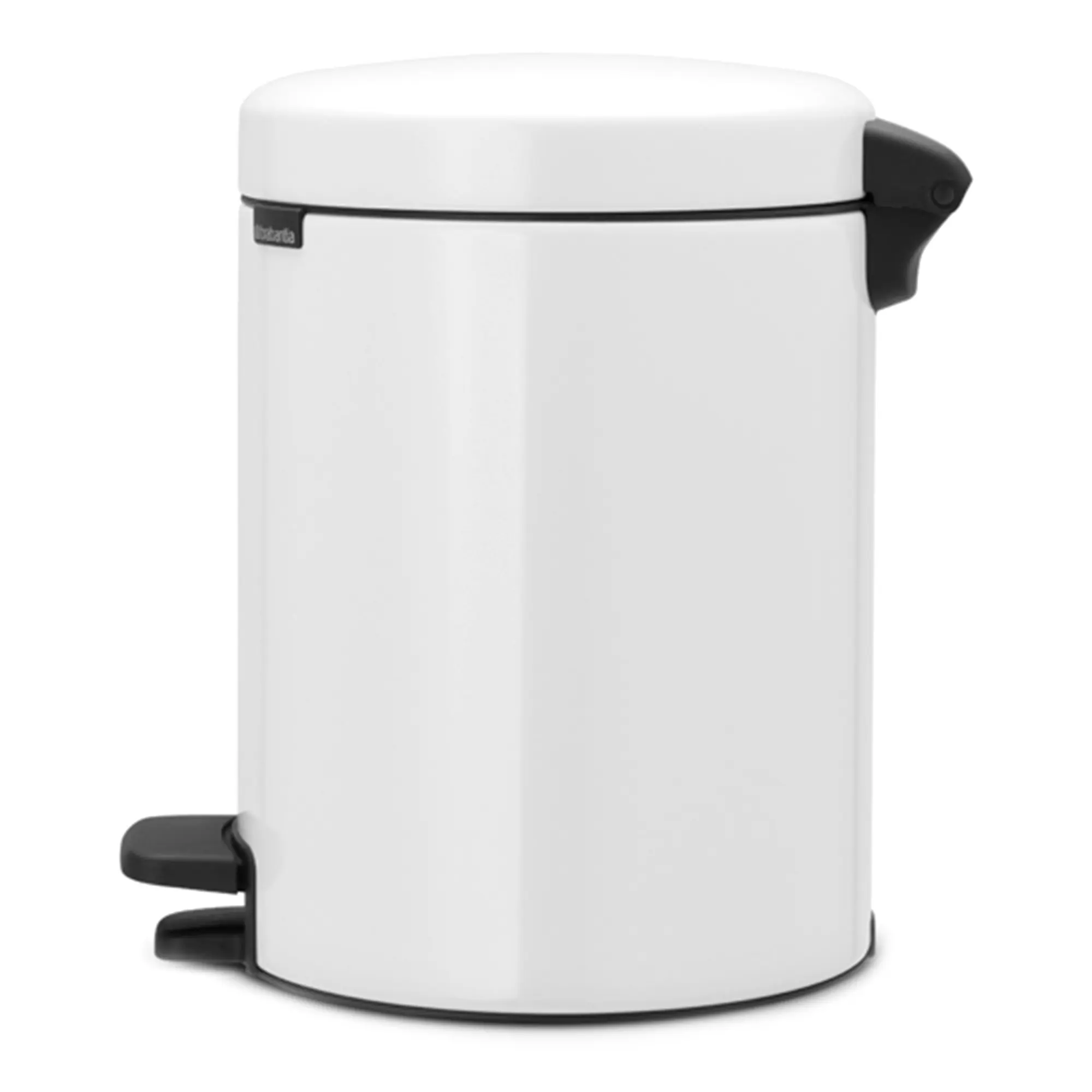 Brabantia newIcon Tretmülleimer 5 Liter in Weiß mit geruchsdichtem Soft-Close-Deckel, Fußpedal und herausnehmbarem Inneneimer für Bad und Küche