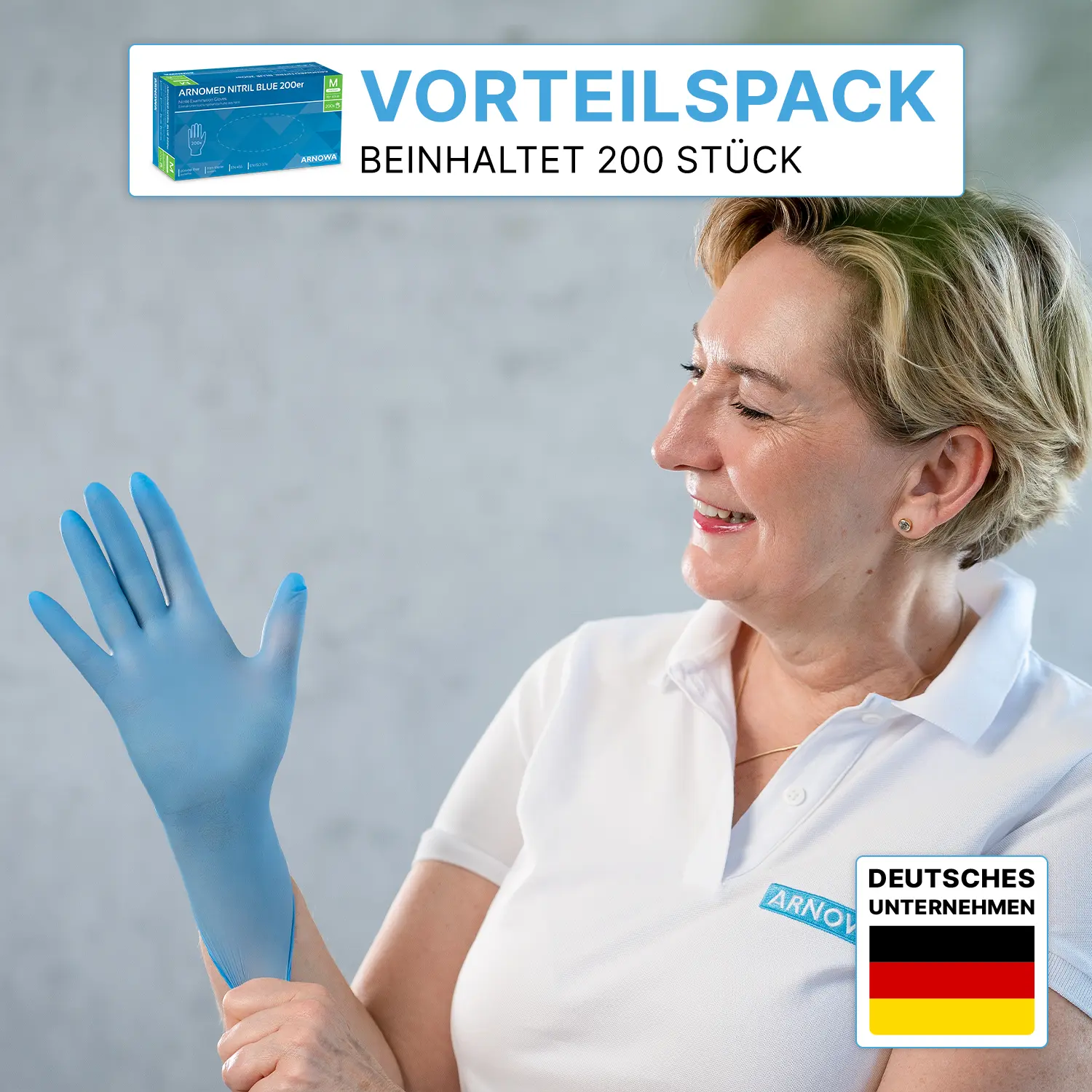 ARNOMED CLASSIC NITRIL BLUE 200er Nitrilhandschuhe blau puderfrei, latexfreie Einmalhandschuhe im Vorteils­pack mit 200 Stück von ARNOMED für Medizin, Pflege und Labor