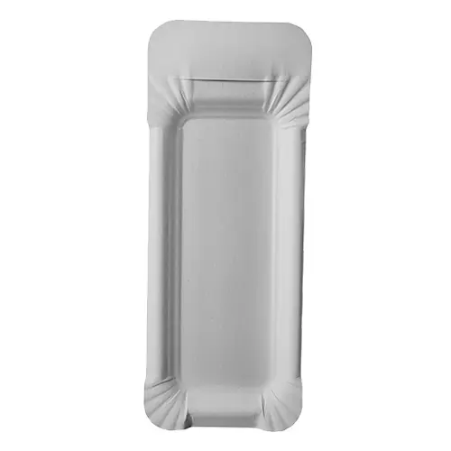 PAPSTAR Teller Pappe pure eckig 8 x 21 cm weiß mit Anfasser, FSC-zertifizierter Frischfaserkarton, nachhaltige Wurstpappe 81198