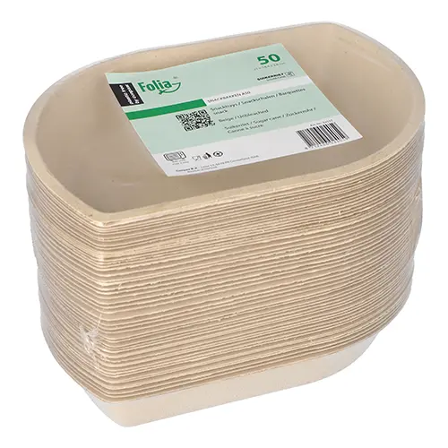 PAPSTAR Conpax (LM) Snacktrays Zuckerrohr 3,6 cm x 14,4 cm x 21 cm natur