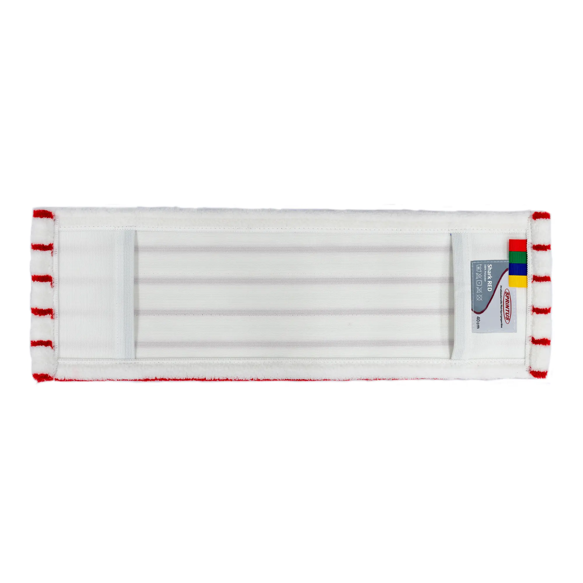 Sprintus Shark RED Profimopp aus Mikrofaser 40 und 50 cm, weiß mit roten Borstenstreifen, Profi-Wischmopp für raue und strukturierte Bodenbeläge von Sprintus