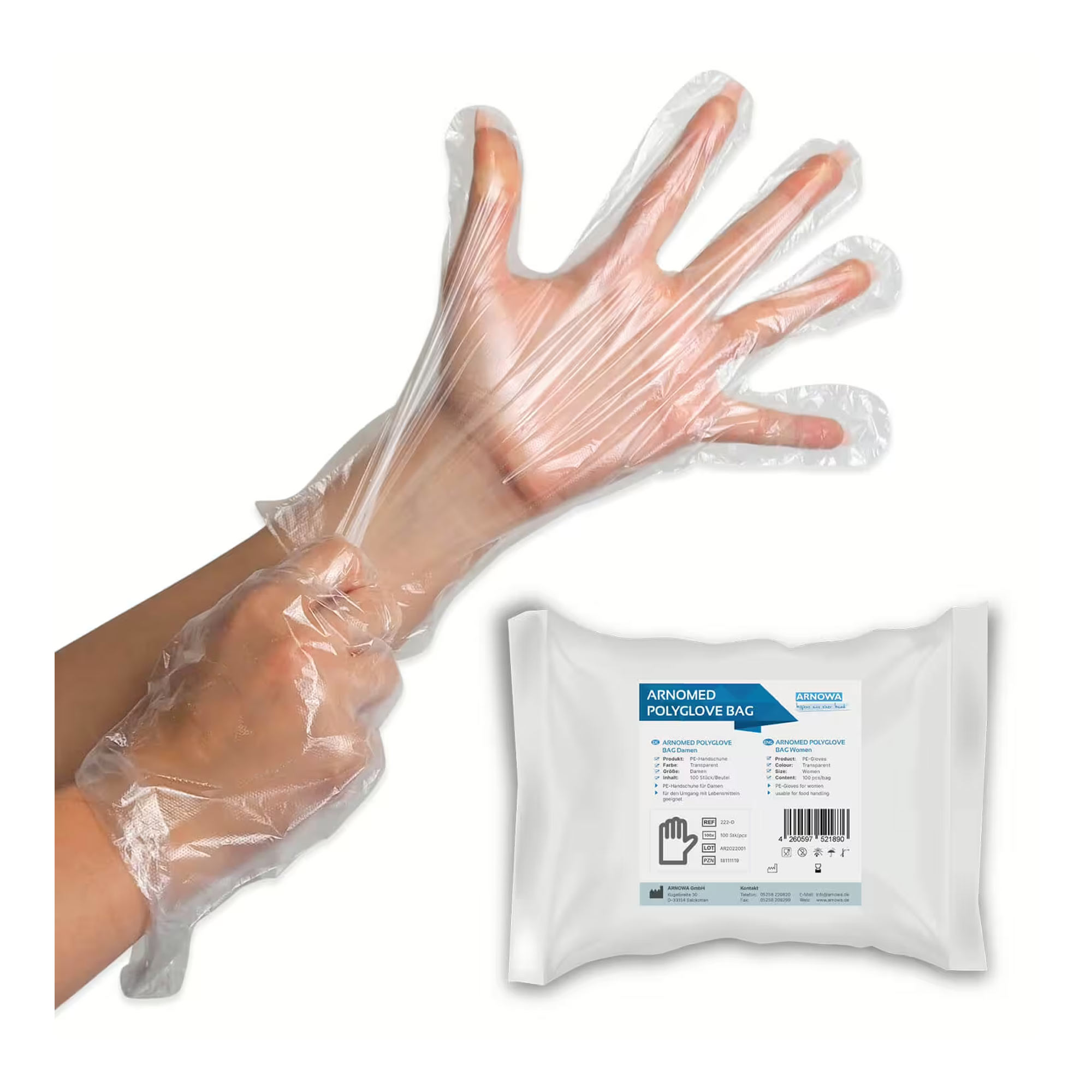 ARNOMED POLYGLOVE BAG PE-Handschuhe transparent, VE 100 Stück