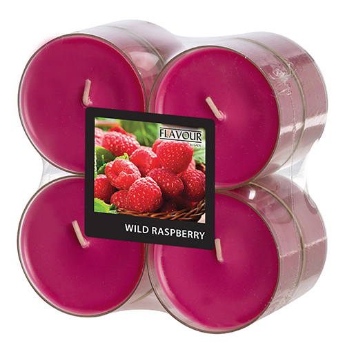 PAPSTAR 8 "Flavour by GALA" Maxi Duftlichte Ø 59 mm, 24 mm weinrot - Wild Raspberry in Polycarbonathülle