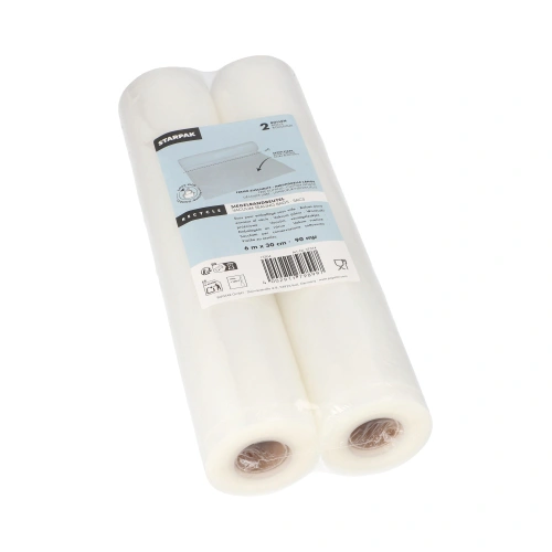 Starpak Siegelrandbeutel, PA / PE 6 m x 30 cm transparent "Sous Vide" Kochqualität, 25 x 2 Rollen