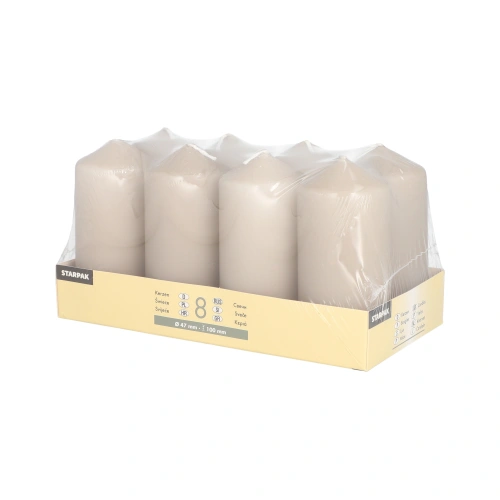 Starpak Stumpenkerzen Ø 47 mm, 100 mm greige, 6 x 8 Stück