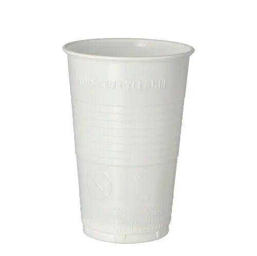 PAPSTAR Pro Pac Trinkbecher PP 0,3 l, weißer Kunststoffbecher aus Polypropylen mit Füllstrichen bei 250 ml, 300 ml und 1/2 Pint, Ø 7,8 cm, Höhe 11,3 cm, 2500 Stück Karton, Art.-Nr. 95081