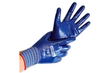 Nylon Strickhandschuh blau mit vollbeschichteter Nitriloberfläche, griffige Arbeitshandschuhe mit Strickbund, Artikelnummer 112.5305