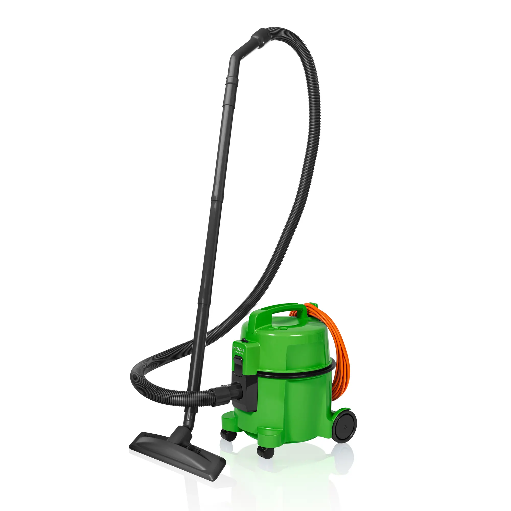 Hitachi Staubsauger CV-400 PRO in Grün mit 880 Watt Powermotor, beutellosem Filtersystem, robustem Kunststoffgehäuse und orangefarbenem Netzkabel