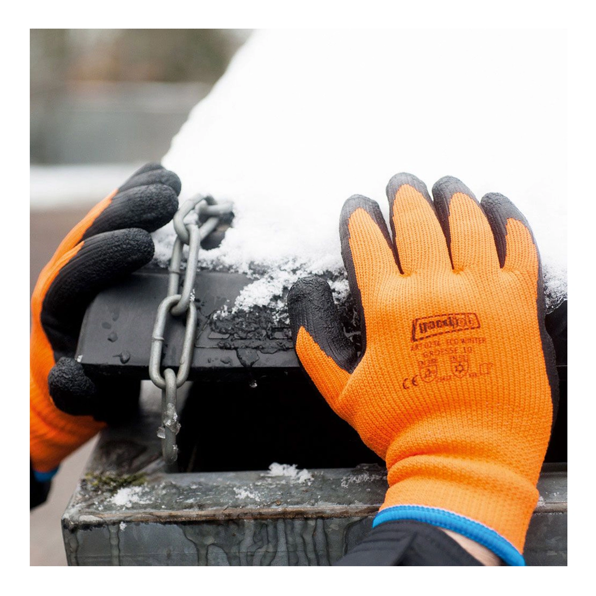 Goodjob Eco Winter 0234 Kälteschutzhandschuhe mit Latex-Beschichtung orange/schwarz, VE 120 Paar