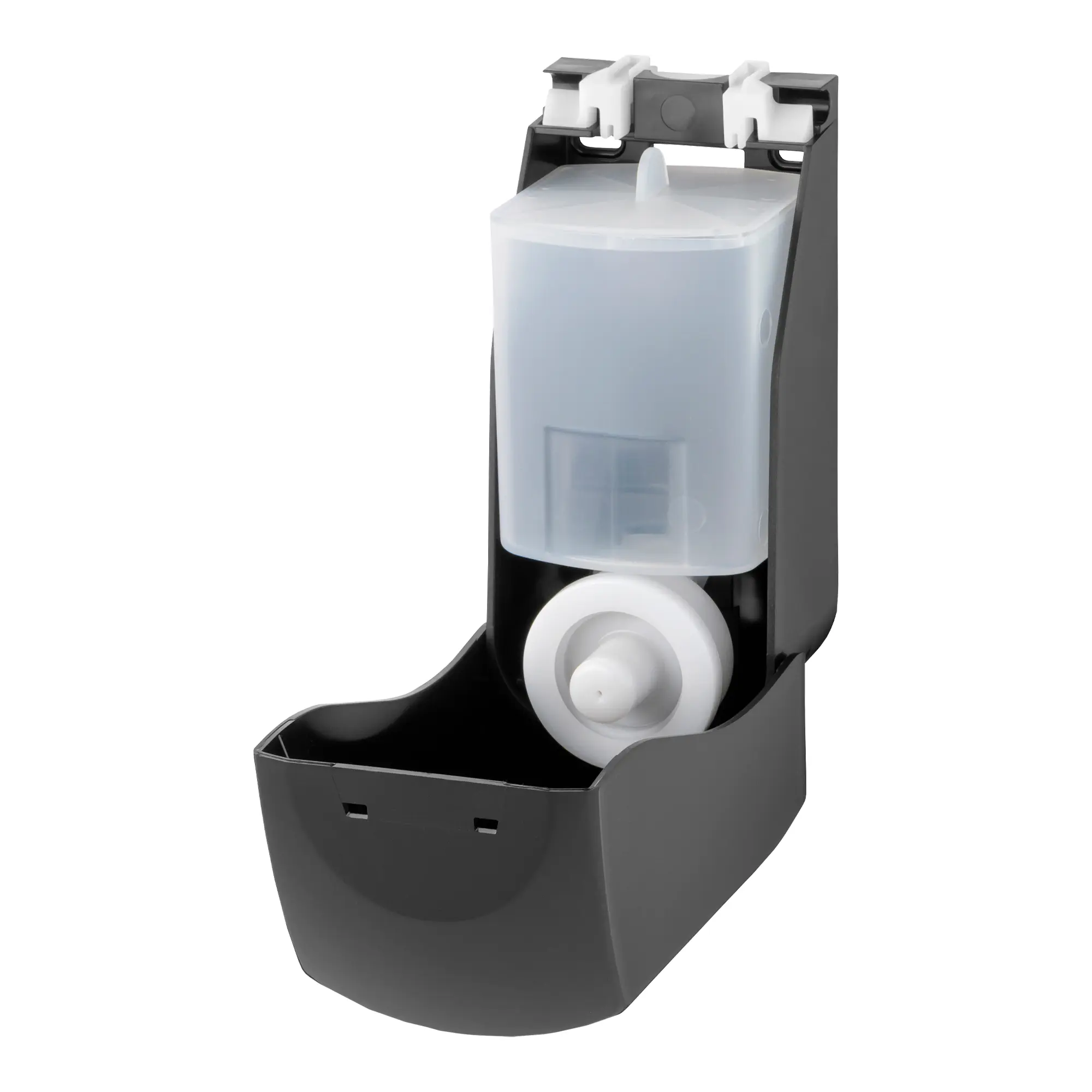 PlastiQline Schaumseifenspender 900 ml nachfüllbar in schwarzem ABS Kunststoff mit transparenter Nachfüllkartusche und Druckdeckel für Wandmontage, PQBFoam9