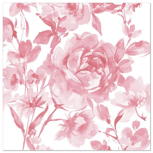 PAPSTAR Servietten ROYAL Collection 1/4-Falz 40 x 40 cm bordeaux Rose mit elegantem Rosendekor in Stoffoptik, weich, formstabil und kompostierbar