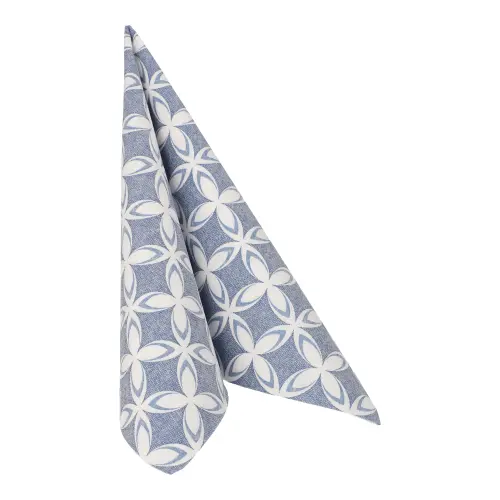 PAPSTAR Servietten ROYAL Collection 1/4-Falz 40 x 40 cm Delft in Blau mit abstraktem Blumenmuster aus stoffähnlichem Premium-Tissue, FSC-zertifiziert, 8 x 20 Stück, Art.-Nr. 37291