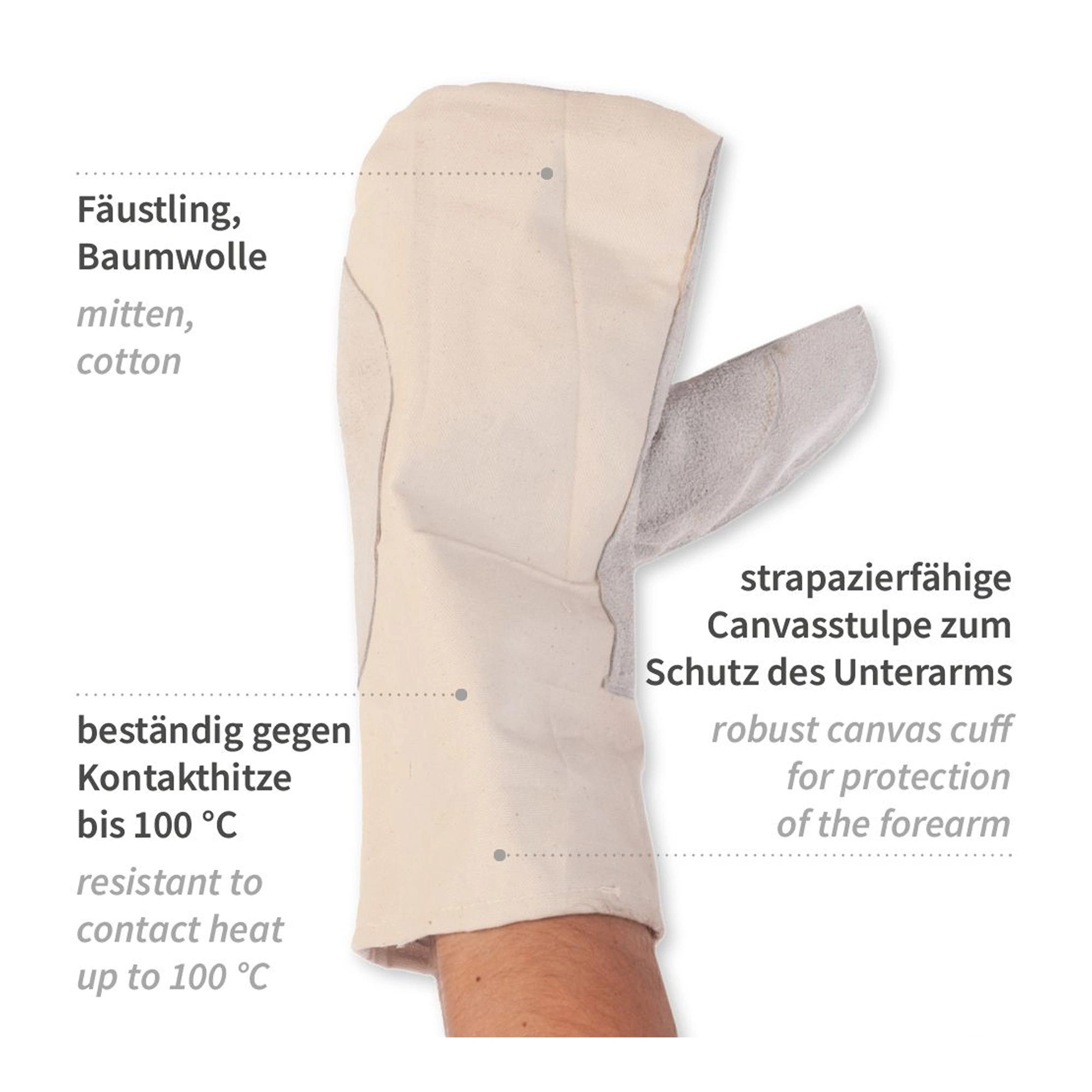 Hygostar Leder, Canvas Ofenhandschuhe mit Canvas-Beschichtung natur, VE 36 Paar