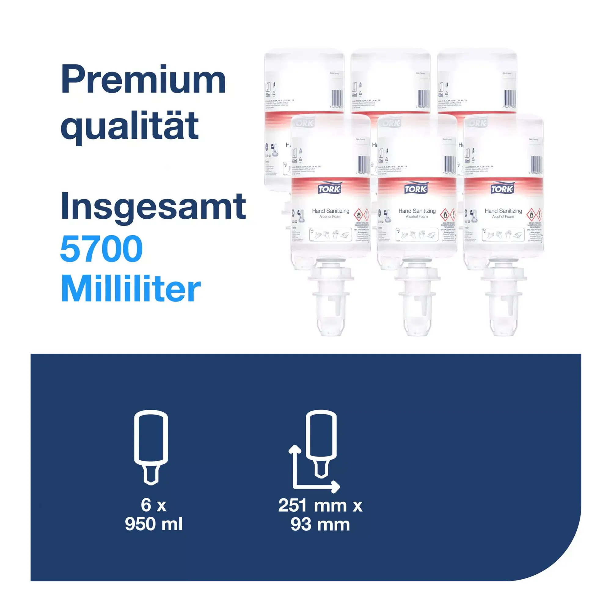 Tork 520102 Alkohol Händedesinfektionsschaum S4 VE 6 x 950 ml