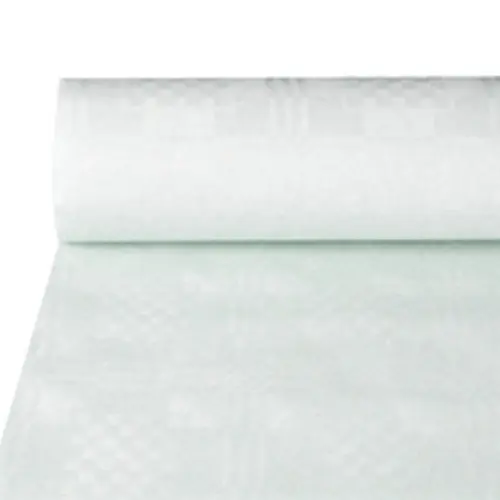 PAPSTAR Papiertischtuch mit Damastprägung 50 m x 1 m weiß auf Rolle, 40 g/m², VE 5 x 1 Rolle