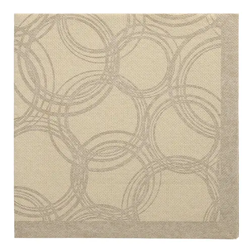 PAPSTAR Servietten "ROYAL Collection" 1/4-Falz 40 x 40 cm sand "Bubbles" in Stoffoptik mit dezentem Kreismuster, weiche Premium-Tischserviette
